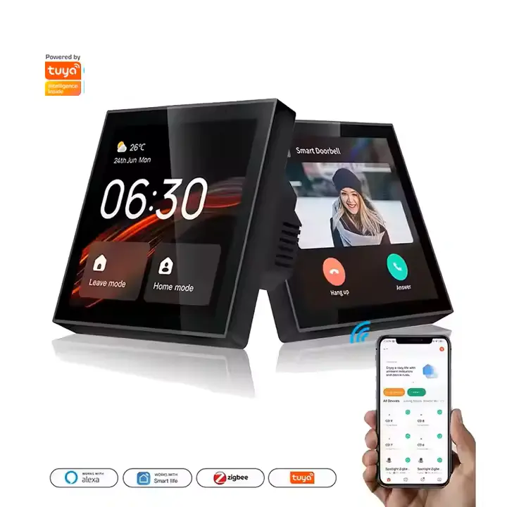 Ecran tactile de 4", WiFi multifonctionnel, système de musique de fond pour la maison, Tuya Zigbee Gateway